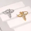 Wholesale Hot-Selling Stainless Steel Ring Personality Retro Cross Inlaid Diamond Open Ring 18k Gold Titanium Steel Jewelry For Women