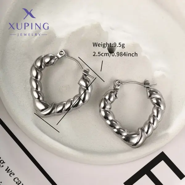 Wholesale 1 Pair Retro XUPING Simple Style Geometric Knot 304 Stainless Steel Earrings
