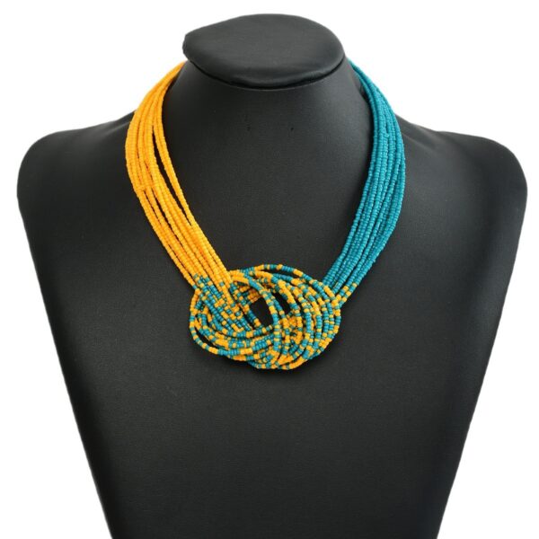 Wholesale European and American Fashion Commuter Multi-layer Beaded Knot Necklace Party Matching Necklace Wool Chain Clavicle Chain Clothing