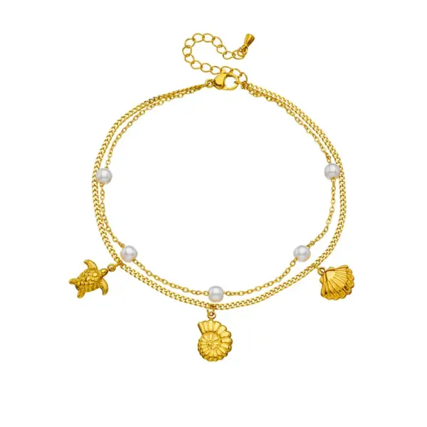 Wholesale Jewelry Marine Style Sweet Conch Shell 304 Stainless Steel Anklet