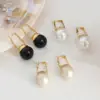 Wholesale 304 Stainless Steel Round PVD Coated Glass Bead Real Gold Plated 18K Gold Simple Style Waterproof Non Tarnish Plating Inlay Drop Earrings