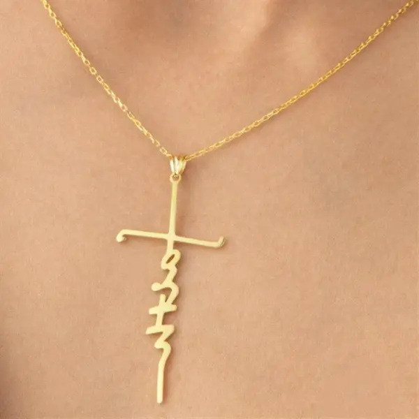 Stainless Steel Titanium Steel Simple Style Plating Hollow Out Cross Letter Pendant Necklace