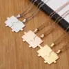 PVD Coated 18K Gold Real Plated Jigsaw Customization Laser Engraving 304 Stainless Steel Simple Style Waterproof Non Tarnish Pendant Necklace