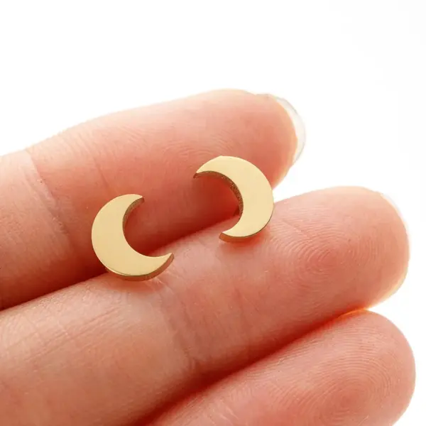 Wholesale Ion Plating (IP) 18K Gold Real Gold Plated Moon 304 Stainless Steel Cute Sweet Waterproof Non Tarnish Small Stud Earrings Ear Studs