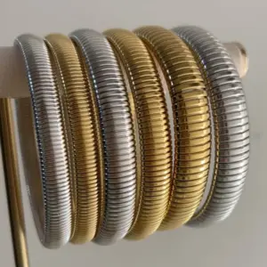 Wholesale Hip-hop Solid Color Stainless Steel Plating Bangle