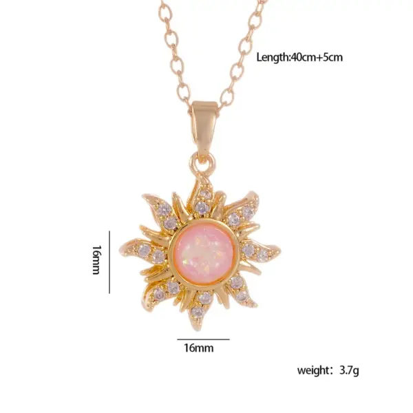 Wholesale PVD Coated Real Gold Plated Sun 304 Stainless Steel Copper Elegant Streetwear Waterproof Non Tarnish 304 Stainless Steel Pendant Necklace
