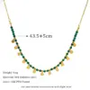 Wholesale Retro Geometric 304 Stainless Steel Malachite Necklace In Bulk