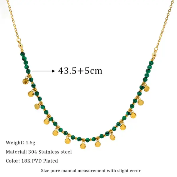 Wholesale Retro Geometric 304 Stainless Steel Malachite Necklace In Bulk