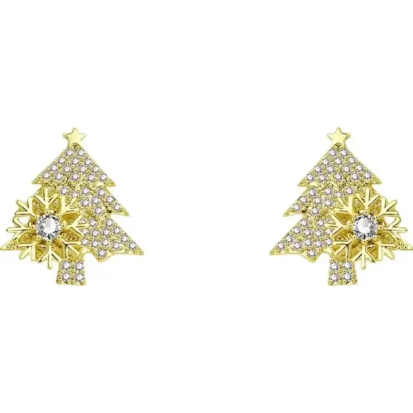 Wholesale 1 Pair Christmas Fashion Christmas Tree Snowflake Plating Inlay Copper Zircon Ear Studs