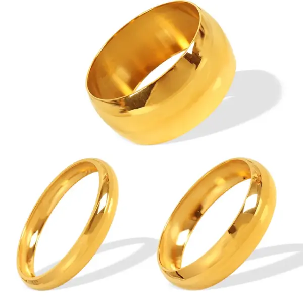 Ion Plating (IP) Real Gold Plated 18K Circle Round Customization Laser Engraving 304 Stainless Steel Exaggerated Simple Style Waterproof Non Tarnish Bangle