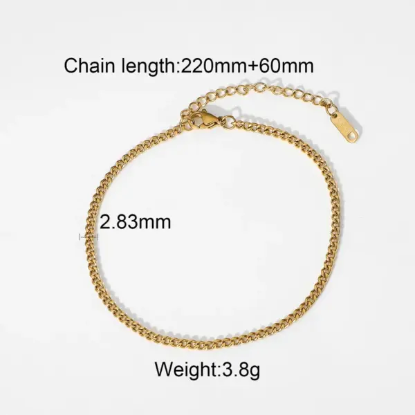 Simple Style Geometric 304 Stainless Steel Waterproof Non Tarnish PVD Coated Real Gold Plated Women'S Anklet Necklace