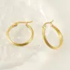 oly-37047ff3d788a6ba707fa837350b9db7 Wholesale PVD Coated 18K Gold Plated Round Stainless Steel Retro Simple Style Waterproof Non Tarnish Hoop Earrings
