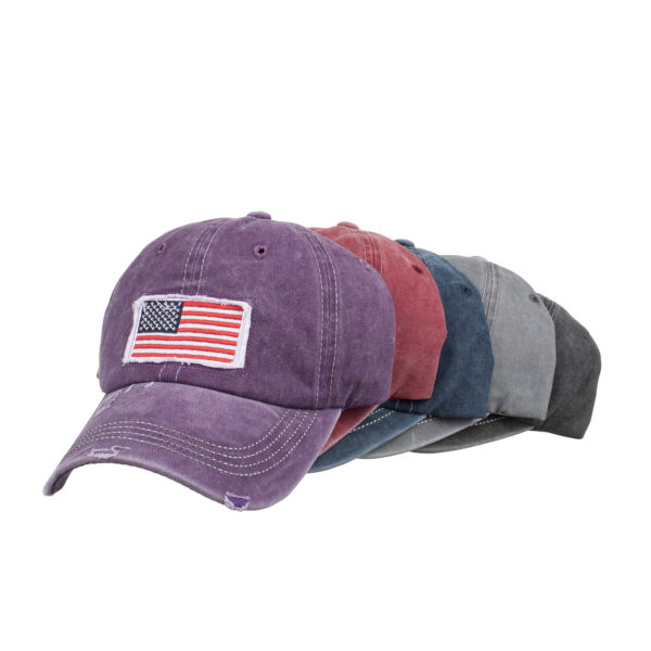 Wholesale Washed distressed American flag ponytail baseball cap cap sun hat B735
