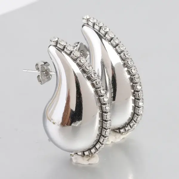 Wholesale 1 Pair Simple Style Water Droplets Plating Inlay Titanium Steel Zircon 18k Gold Plated Ear Studs