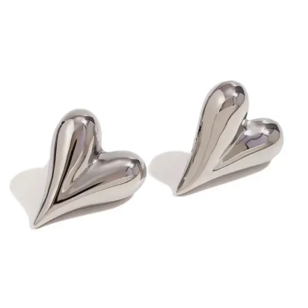 Cross-border Titanium Steel Love Earrings Vacuum Plating Gold Simple Fashion Niche Design Women's Water Drop Heart-shaped Earrings