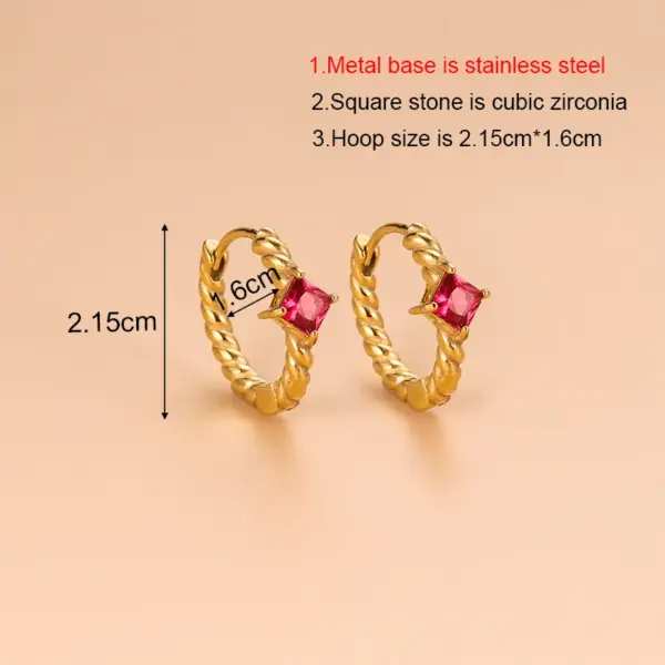 Wholesale 1 Pair Fashion Geometric Gold Plated 304 Stainless Steel Zircon Stainless Steel Earrings