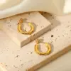 Wholesale Fashion Geometric Plating 304 Stainless Steel No Inlaid PVD Coated Earrings