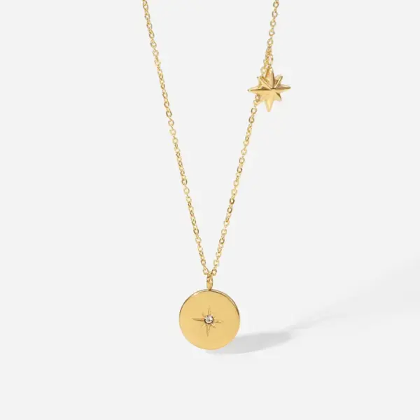Wholesale Jewelry Star Stainless Steel Titanium Steel PVD Coated Plating Pendant Necklace