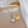 Wholesale Lady Heart Shape Shell Titanium Steel Plating Pendant Necklace 1 Piece