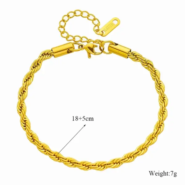 Wholesale PVD Coated 18K Gold Plated Twist 304 Stainless Steel Punk Waterproof Non Tarnish 304 Stainless Steel Bracelets