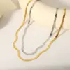 Wholesale 304 Stainless Steel Solid Color PVD Coated Real Gold Plated 18K Gold Hip-Hop Simple Style Waterproof Non Tarnish Snake Chain Lobster Trigger Clasp Closure Gold Silver Necklace