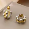 Wholesale Ion Plating (IP) 18K Gold Plated Solid Color 304 Stainless Steel Simple Style Waterproof Non Tarnish Earrings
