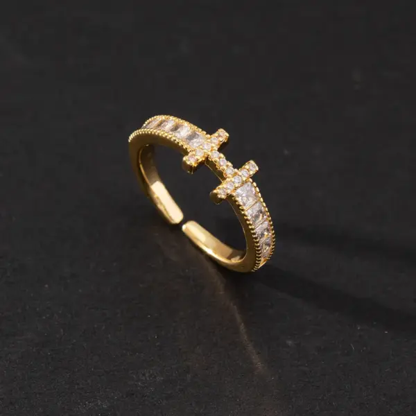 Wholesale 1 Piece Fashion Letter Heart Shape Cat Copper Inlaid Zircon Artificial Pearls Open Ring