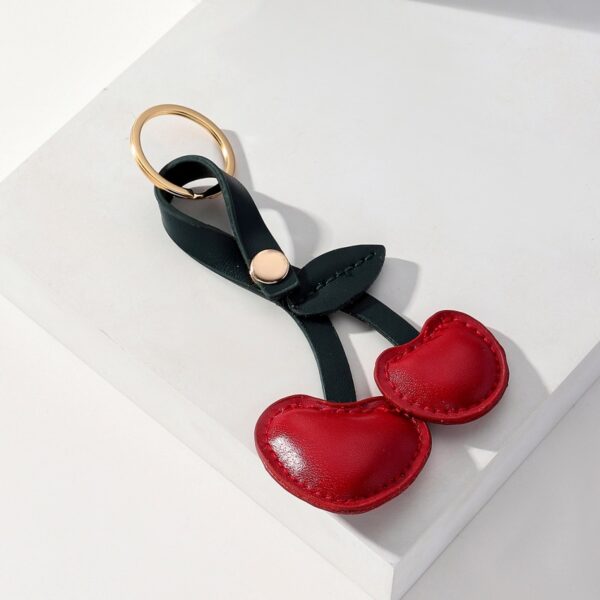 Wholesale New Leather Cherry Keychain Pendant