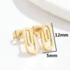 Wholesale PVD Coated Real Gold Plated Paper Clip Stainless Steel Fashion Waterproof Non Tarnish Ear Studs