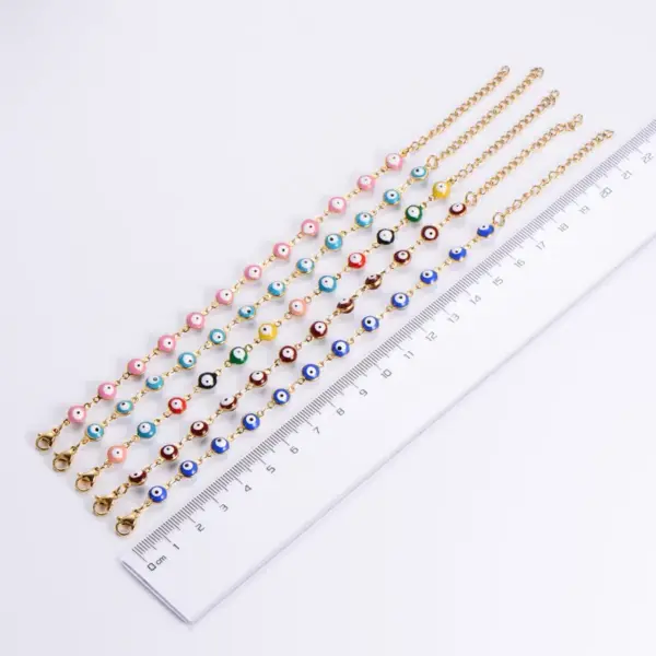 Wholesale PVD Coated 18K Gold Plated Devil'S Eye 304 Stainless Steel Classical Roman Style Waterproof Non Tarnish Bracelets Necklace
