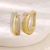Wholesale Elegant Copper Plated 18K Gold Zirconia Embedded Earrings Women's Fashion Jewelry Non-Fading Geometric Pattern Hoop Earrings