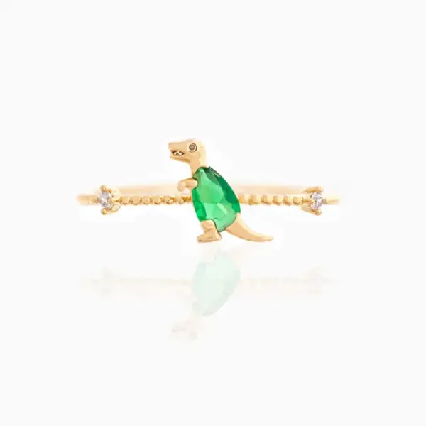 Wholesale Small Dinosaur 18k Gold Colored Zircon Copper Ring Wholesale Nihaojewelry