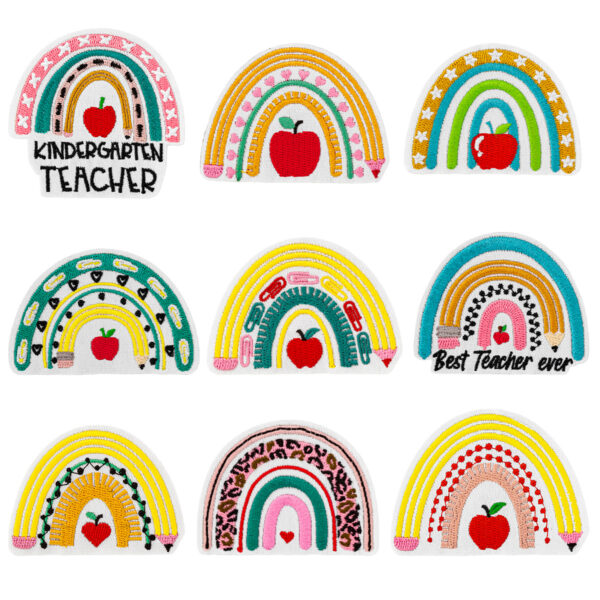 oly-3735f4f5277c49db81878ee98902cee8 Wholesale Teacher's Day Rainbow Pencil Cloth Patch