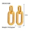 PVD Coated Real Gold Plated Oval Stainless Steel Fashion Waterproof Non Tarnish Drop Earrings