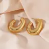 304 Stainless Steel C Shape PVD Coated 18K Real Gold Plated 18K Gold Casual Hawaiian Vacation Waterproof Non Tarnish Plating Earrings