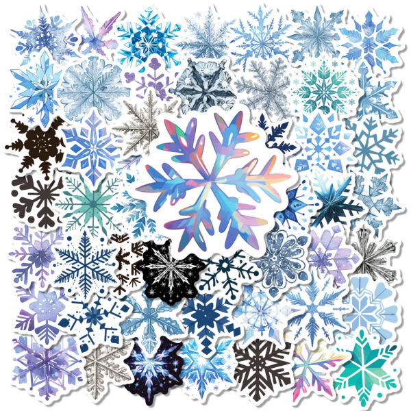 Wholesale Hot Selling 50 Snowflake Graffiti Stickers Cross-Border Small Fresh Winter Christmas DIY Water Cup Luggage Stickers
