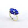 Wholesale Retro Devil's Eye Copper Gold Plated Glass Stone Open Ring 1 Piece