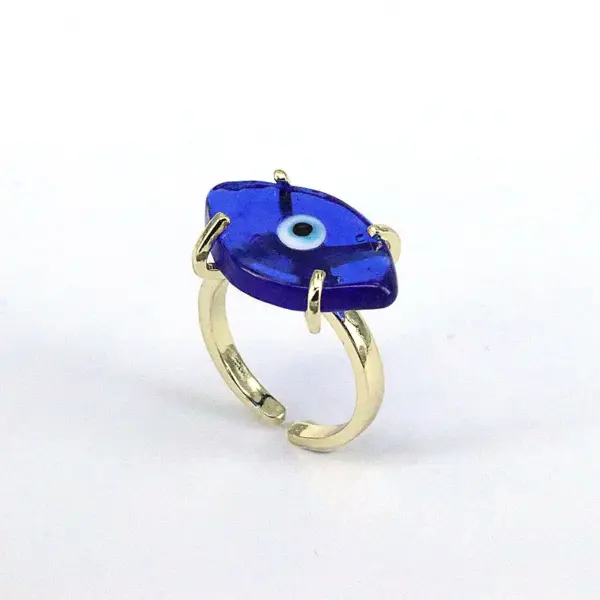 Wholesale Retro Devil's Eye Copper Gold Plated Glass Stone Open Ring 1 Piece