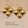 201 Stainless Steel Geometric Flower Rack Plated Stone-Free Imitation Gold Modern Style Stamping Gold Drop Earrings Ear Studs