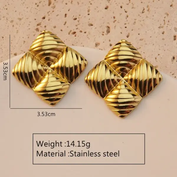 201 Stainless Steel Geometric Flower Rack Plated Stone-Free Imitation Gold Modern Style Stamping Gold Drop Earrings Ear Studs