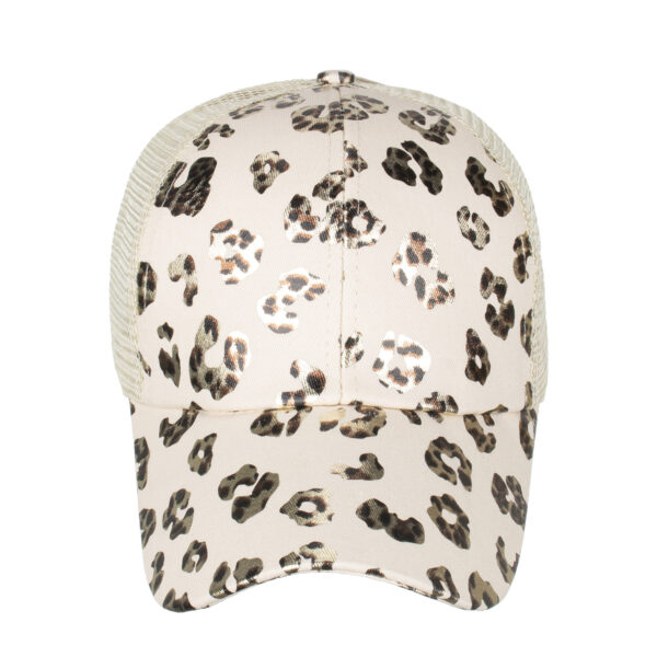 Wholesale Women's spring and summer new leopard cross elastic net ponytail baseball cap cap cap sun hat sunshade hat B798
