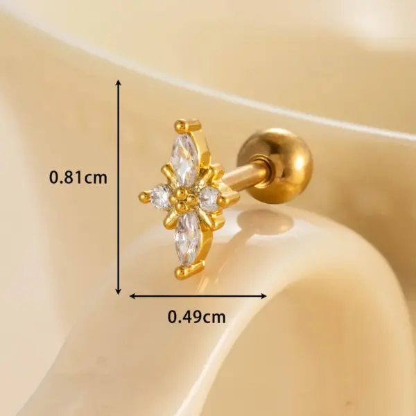 Wholesale 1 Piece Ear Cartilage Rings & Studs Casual Simple Style Classic Style Heart Shape Flower Copper Inlay Zircon