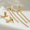 Wholesale PVD Coated Real Gold Plated 18K Gold 304 Stainless Steel Simple Style Classic Style Waterproof Non Tarnish Drop Earrings Ear Studs