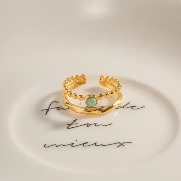 PVD Coated Real Gold Plated 18K Gold Geometric 304 Stainless Steel IG Style Modern Style Waterproof Non Tarnish Open Rings