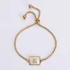 Wholesale PVD Coated 18K Gold Plated Letter 304 Stainless Steel Simple Style Waterproof Non Tarnish 304 Stainless Steel Bracelets