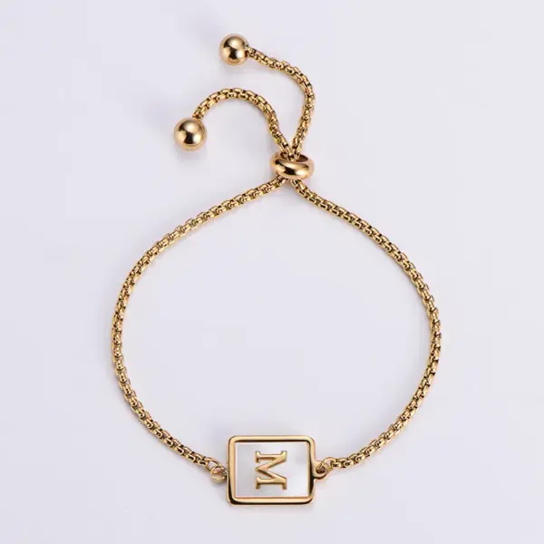 Wholesale PVD Coated 18K Gold Plated Letter 304 Stainless Steel Simple Style Waterproof Non Tarnish 304 Stainless Steel Bracelets