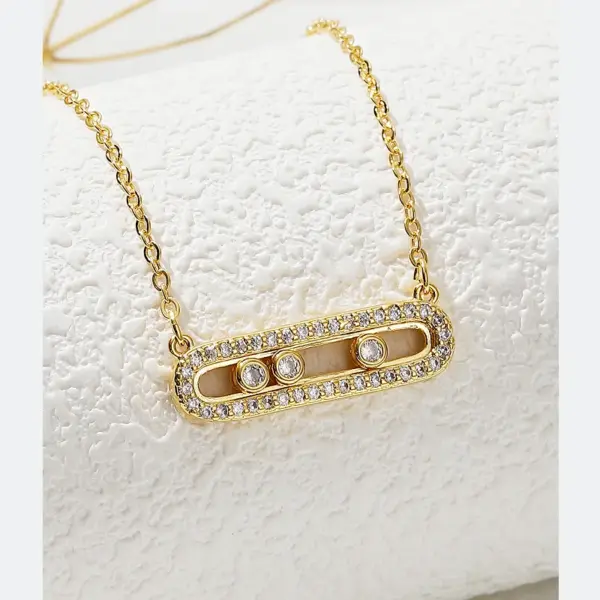 Wholesale Simple Style Shiny Geometric Copper Plating Inlay Zircon 18k Gold Plated Pendant Necklace