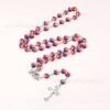 Wholesale 59 polymer clay flat beads cross rosary necklace