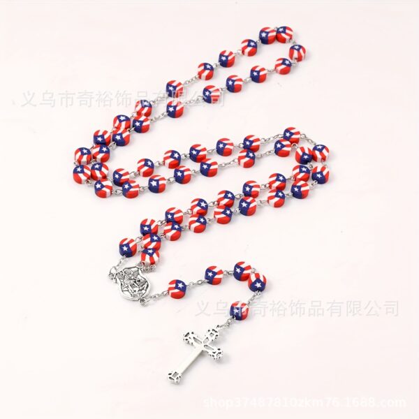 Wholesale 59 polymer clay flat beads cross rosary necklace
