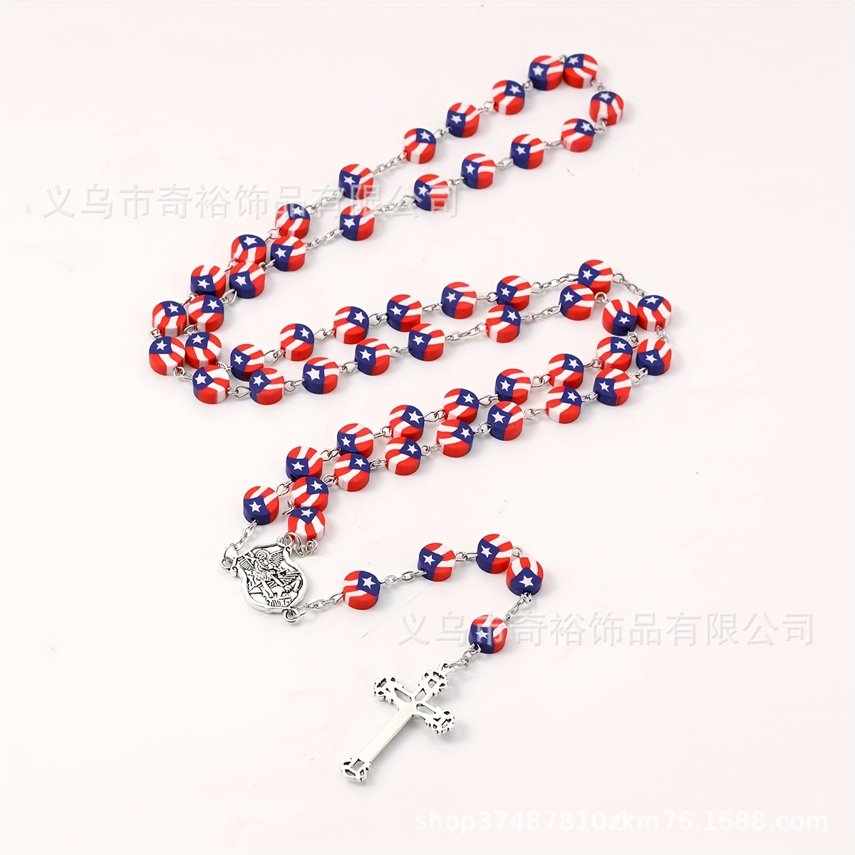 Wholesale 59 lymer clay flat beads cross rosary necklace